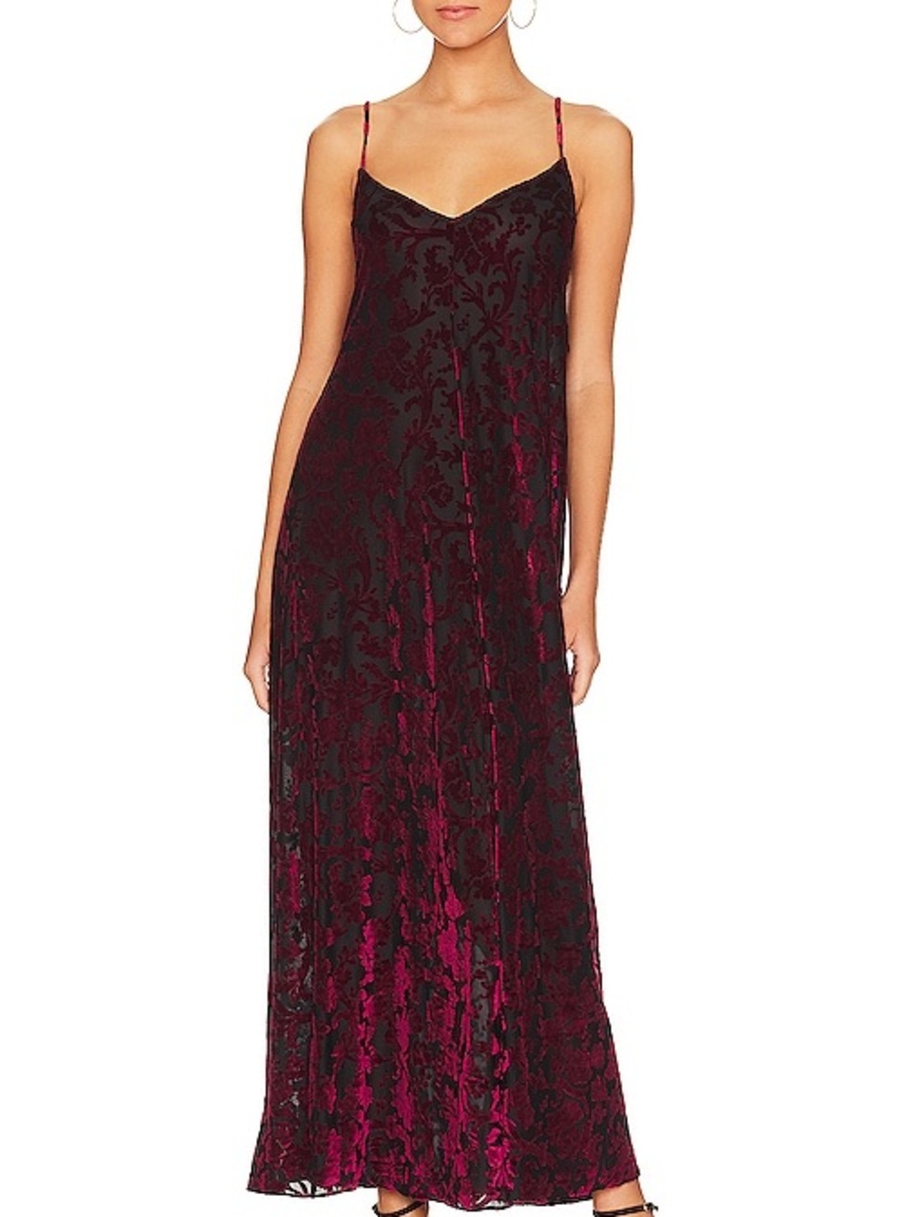Free People Vibe With You Burnout Velvet Maxi Dress Size Large - Picture 3 of 7